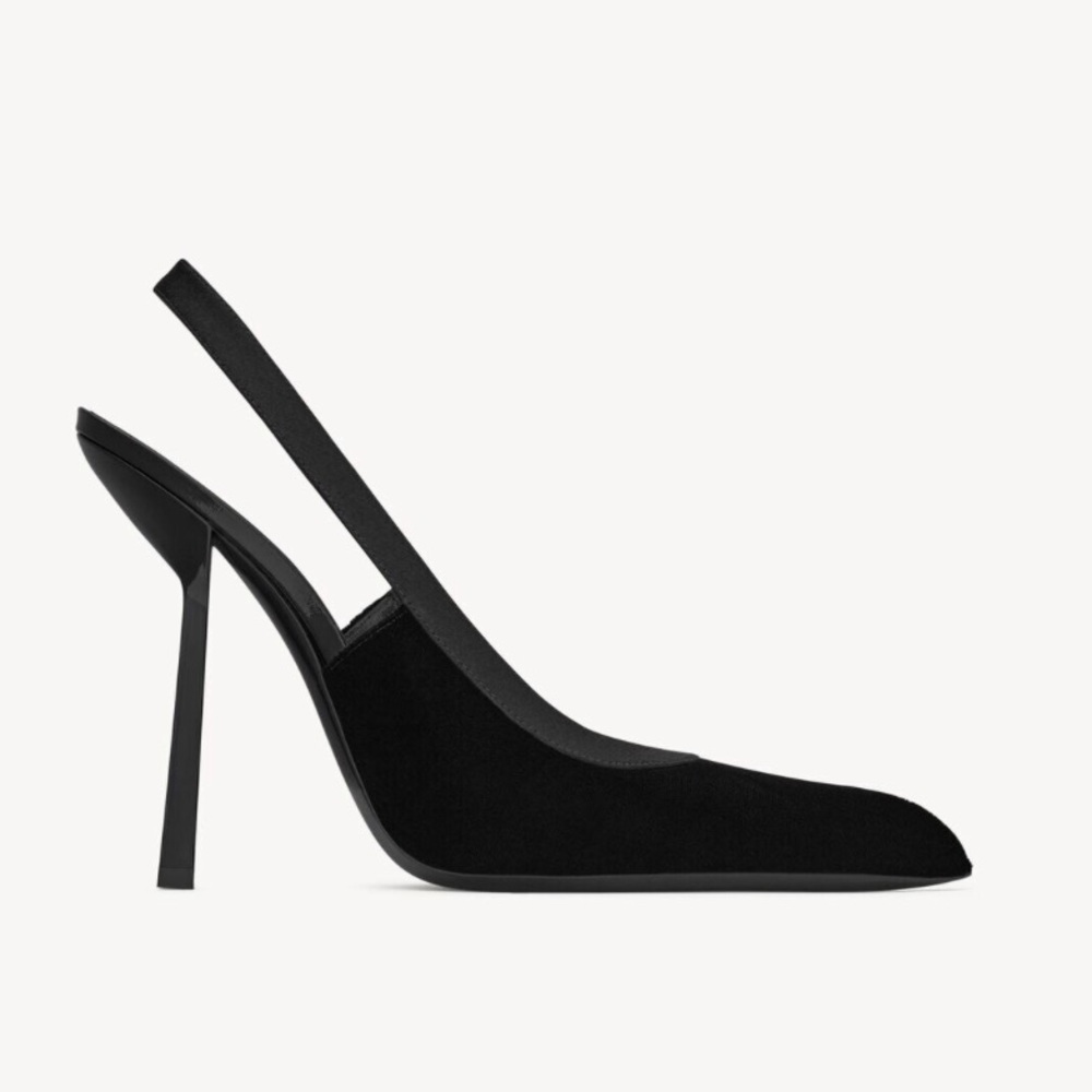 SAINT LAURENT
Victoire 115mm Velvet Slingback Pumps size EU 40